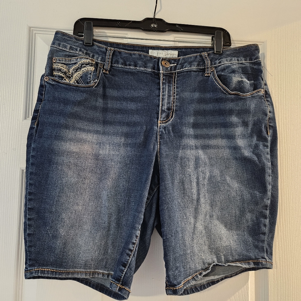 Blue Jean Shorts with Distressed Details